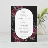 Red Rose Halloween Bats Wedding - Zwart Kaart (Staand voorkant)