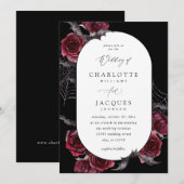Red Rose Halloween Bats Wedding - Zwart Kaart (Voorkant / Achterkant)