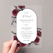 Red Rose Halloween vleermuizen bruiloft Acryl Uitnodigingen (Insitu (Draagbaar))