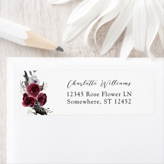 Red Rose Halloween vleermuizen retour adres Etiket (Insitu)