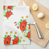 Red Rose Hand Towel Theedoek (Quarter Fold)