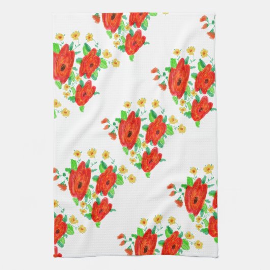 Red Rose Hand Towel Theedoek (Verticaal)