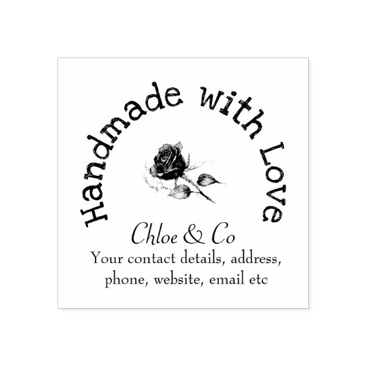 Red Rose Handmade Met Liefde Product Dank U Rubberstempel (Afrduk)