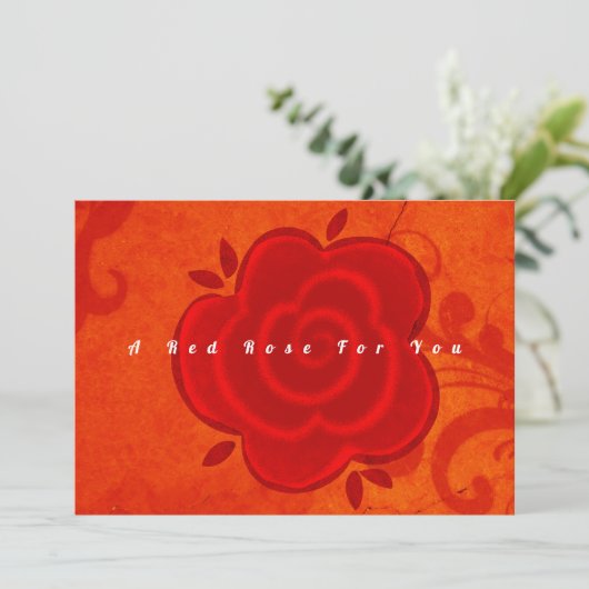 Red Rose Happy Birthday Flat Wenskaart Kaart (Staand voorkant)