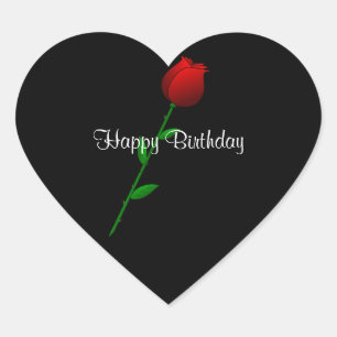 Red Rose, Happy Birthday, klassiek elegant design. Hart Sticker