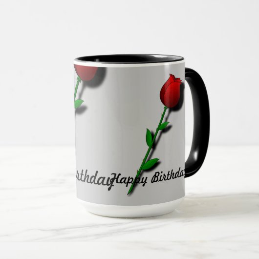 Red Rose "Happy Birthday" Mok (Voorkant rechts)