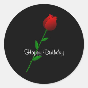 Red Rose "Happy Birthday" Ronde Sticker
