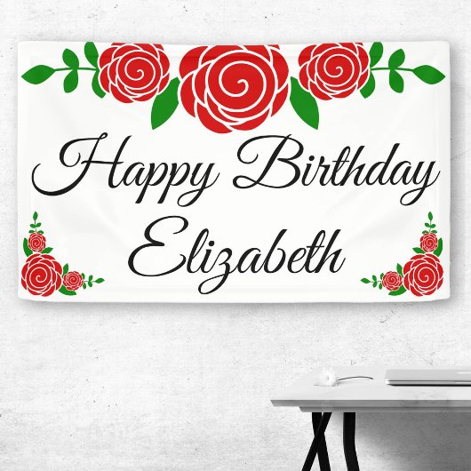 Red Rose Happy Birthday Spandoek