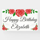 Red Rose Happy Birthday Spandoek (Horizontaal)