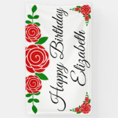 Red Rose Happy Birthday Spandoek (Verticaal)