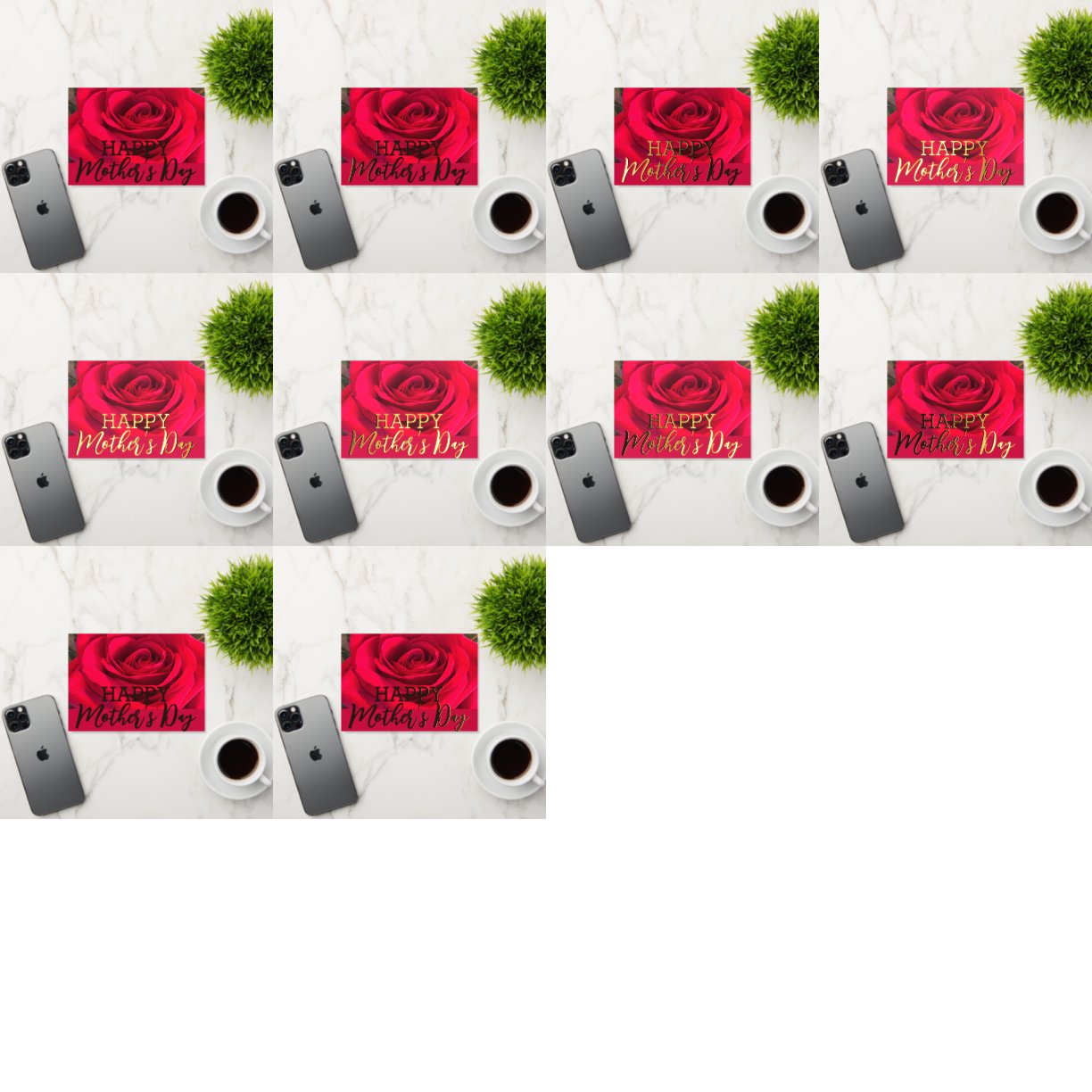 Red Rose Happy Moederdag Echte Goud Folie Feestdagenkaart