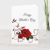 Red Rose Happy Moederdag Gevouwen Wenskaart Kaart (Voorkant)