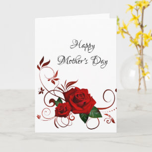 Red Rose Happy Moederdag Gevouwen Wenskaart Kaart