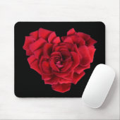 Red Rose Heart Black Muismat (Met muis)