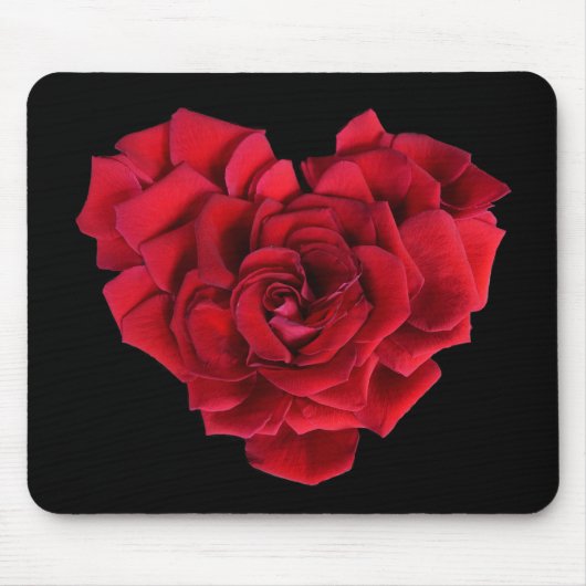 Red Rose Heart Black Muismat (Voorkant)