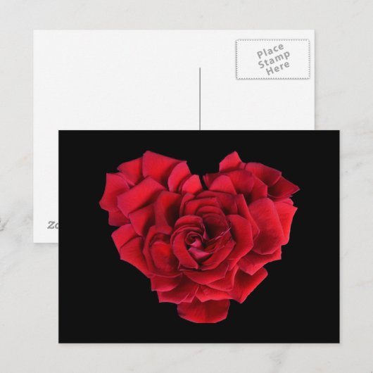 Red Rose Heart Briefkaart (Voorkant / Achterkant)