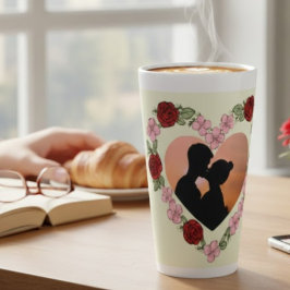 Red Rose Heart Couple Silhouette Large Latte Mug  Mok