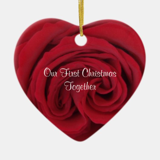 Red Rose Heart Eerste Kerstmis Samen Ornament (Voorkant)