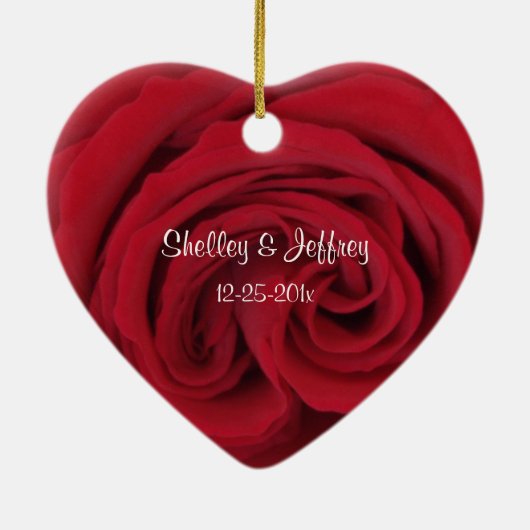 Red Rose Heart Eerste Kerstmis Samen Ornament (Achterkant)