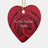 Red Rose Heart Eerste Kerstmis Samen Ornament (Links)