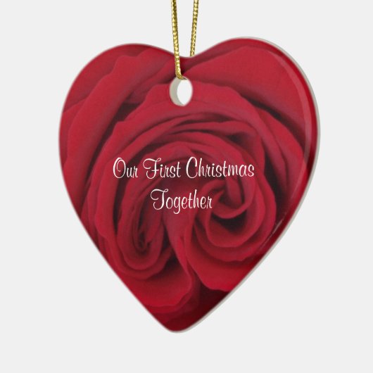 Red Rose Heart Eerste Kerstmis Samen Ornament (Links)