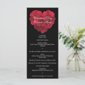 Red Rose Heart Engagement Party Valentijnsdag Menu (Staand voorkant)