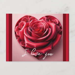Red Rose Heart Ik hou van je gepersonaliseerde tek Briefkaart
