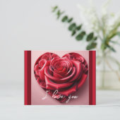 Red Rose Heart Ik hou van je gepersonaliseerde tek Briefkaart (Staand voorkant)