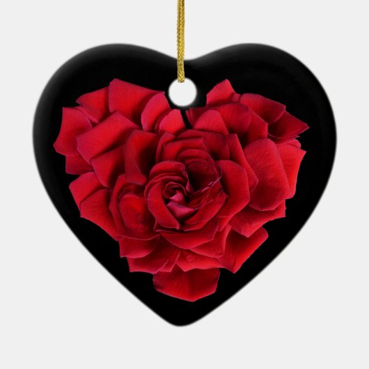 Red Rose Heart Keramisch Ornament (Achterkant)