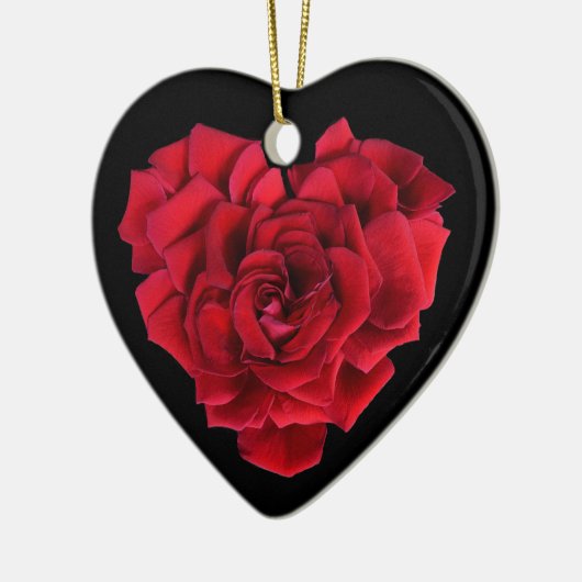 Red Rose Heart Keramisch Ornament (Links)