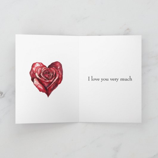 Red Rose Heart Love Kaart (Binnen)