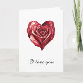 Red Rose Heart Love Kaart (Voorkant)