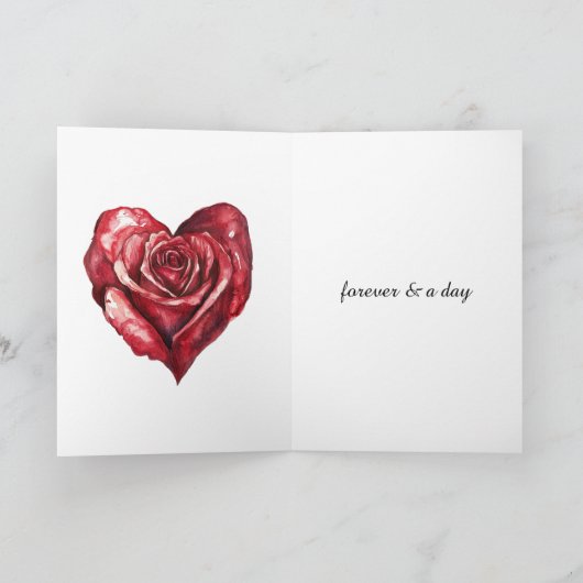 Red Rose Heart Love Kaart (Binnen)