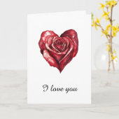 Red Rose Heart Love Kaart (Gele Bloem)