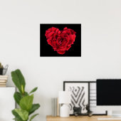 Red Rose Heart on Black Poster (Thuiskantoor)