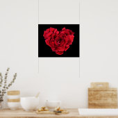 Red Rose Heart on Black Poster (Keuken)