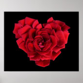 Red Rose Heart on Black Poster (Voorkant)