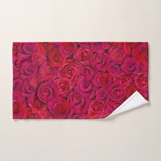 Red Rose Heart Romantic Floral Custom Text Bad Handdoek (Handdoek)