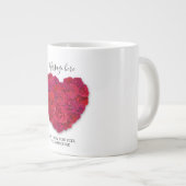 Red Rose Heart Romantic Floral Custom Text Grote Koffiekop (Voorkant rechts)