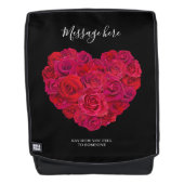 Red Rose Heart Romantic Floral Custom Text Rugtassen (Voorkant)