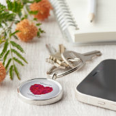 Red Rose Heart Romantic Floral Custom Text Sleutelhanger (Zijkant)