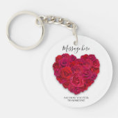 Red Rose Heart Romantic Minimalist Custom Text Sleutelhanger (Voorkant)