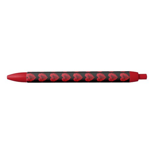 Red Rose Heart Shape - Trim Pen, zwarte inkt Zwarte Inkt Pen (Voorkant)