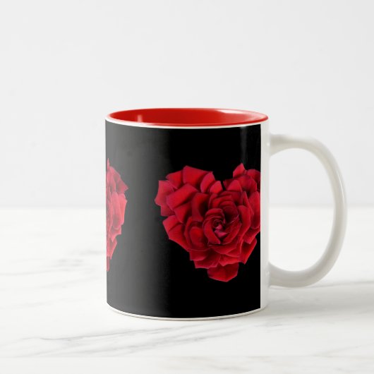 Red Rose Heart Tweekleurige Koffiemok (Rechts)