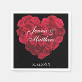 Red Rose Heart Valentijnsdag Party Servet (Voorkant)