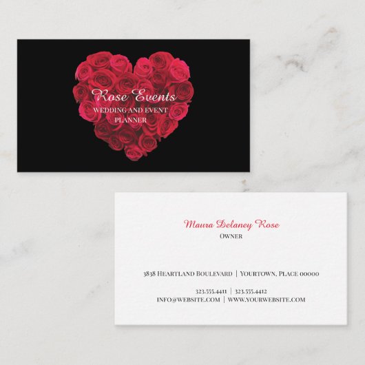Red Rose Heart Visitekaartje (Voorkant / Achterkant)