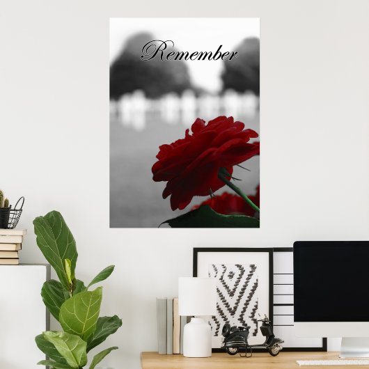 Red Rose herinnert zich herdenkingsdag Poster (Thuiskantoor)