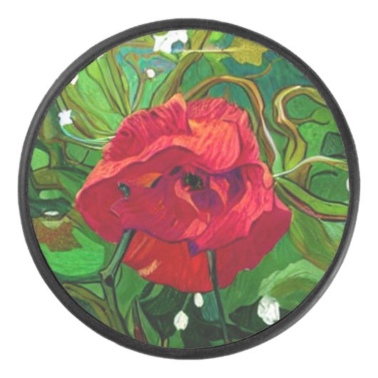 RED ROSE  HOCKEY PUCK (Voorkant)