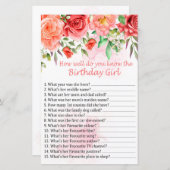 Red Rose Hoe goed ken je het verjaardagsmeisje? (Voorkant / Achterkant)