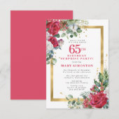 Red Rose Holly 65ste verrassingsfeest Kaart (Voorkant / Achterkant)